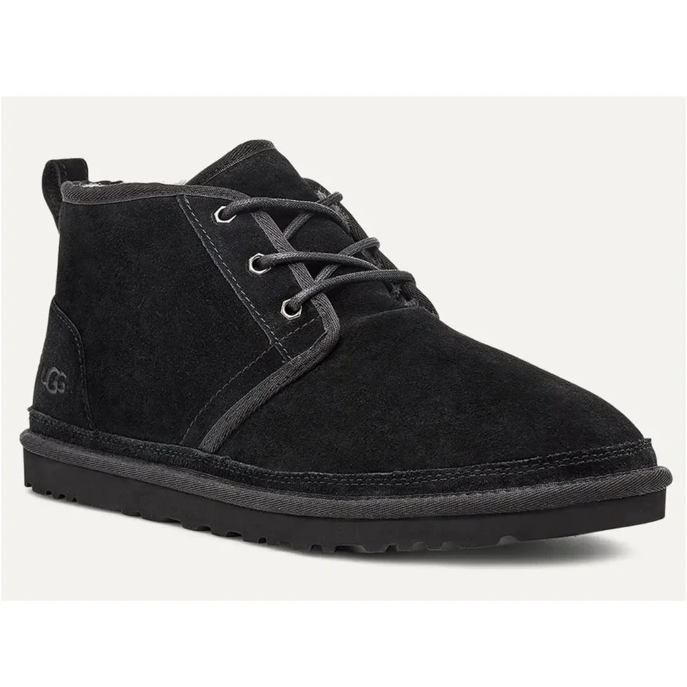 UGG‎ Neumel Men's Black Suede Chukka Boots Shearling Lined Size 11